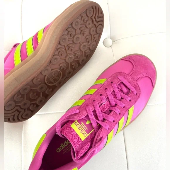 Adidas Gazelle Bold Neon Pink and Lime Sneakers - Picture 4 of 12
